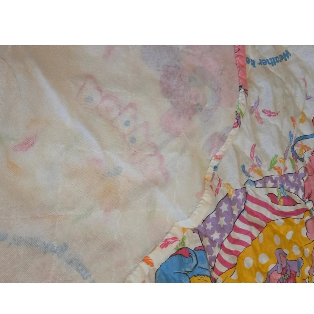 Vintage 1986 Popples quilter Comforter Bedspread 80s Cartoon Blanket Twin/full